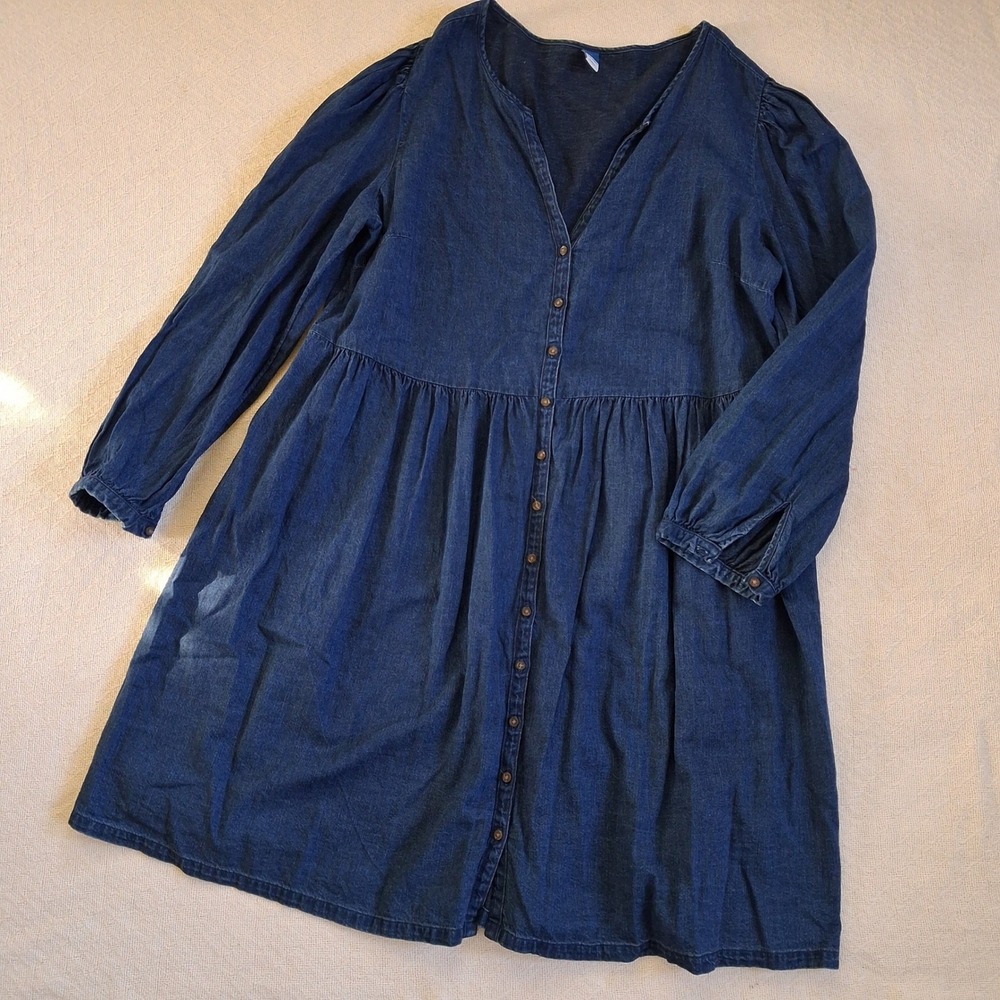 old navy fit&flare jean mini dress large denim coquette western cotto soft